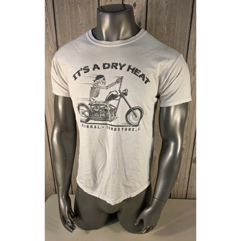 Vintage Corral Tombstone AZ It’s A Dry Heat T Shirt Skeleton Biker Motorcycle